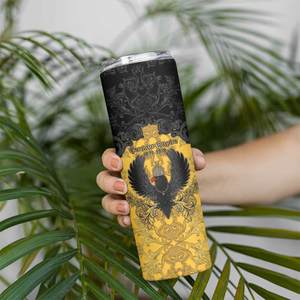 Personalized German Empire Skinny Tumbler Imperial Black Eagle With Baroque Patterns - Wonder Print Shop