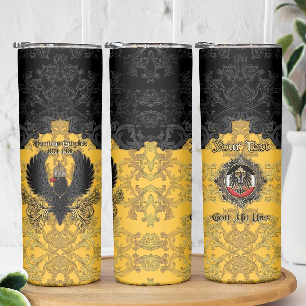 Personalized German Empire Skinny Tumbler Imperial Black Eagle With Baroque Patterns - Wonder Print Shop