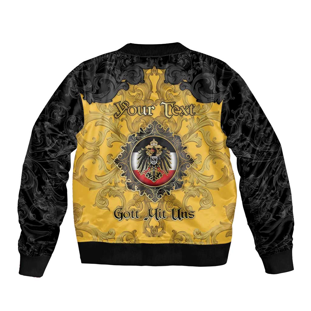 Personalized German Empire Sleeve Zip Bomber Jacket Imperial Black Eagle With Baroque Patterns - Wonder Print Shop