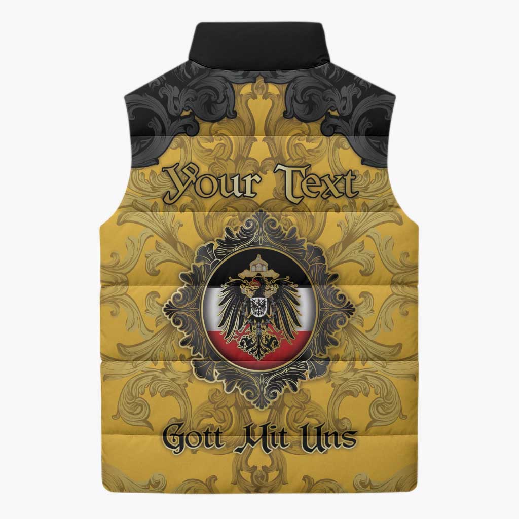 Personalized German Empire Sleeveless Puffer Jacket Imperial Black Eagle With Baroque Patterns - Wonder Print Shop