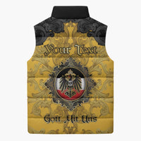 Personalized German Empire Sleeveless Puffer Jacket Imperial Black Eagle With Baroque Patterns - Wonder Print Shop