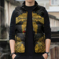 Personalized German Empire Sleeveless Puffer Jacket Imperial Black Eagle With Baroque Patterns - Wonder Print Shop