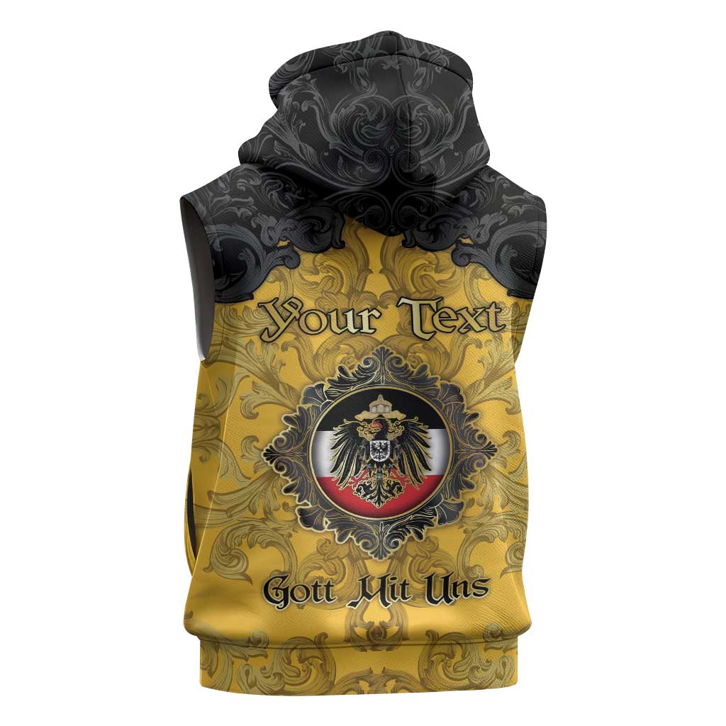 Personalized German Empire Sleeveless Zip Hoodie Imperial Black Eagle With Baroque Patterns - Wonder Print Shop