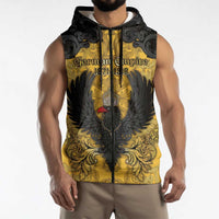Personalized German Empire Sleeveless Zip Hoodie Imperial Black Eagle With Baroque Patterns - Wonder Print Shop