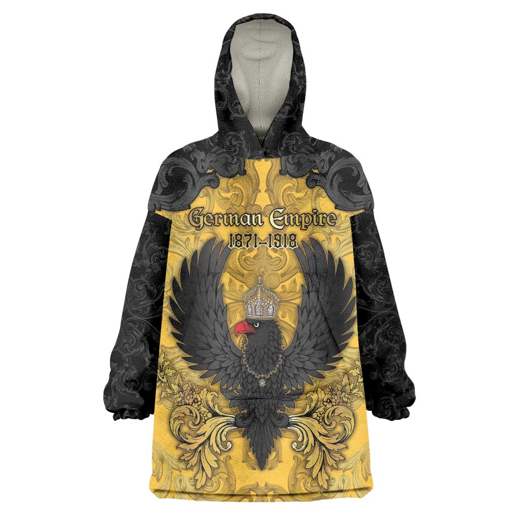 Personalized German Empire Wearable Blanket Hoodie Imperial Black Eagle With Baroque Patterns - Wonder Print Shop