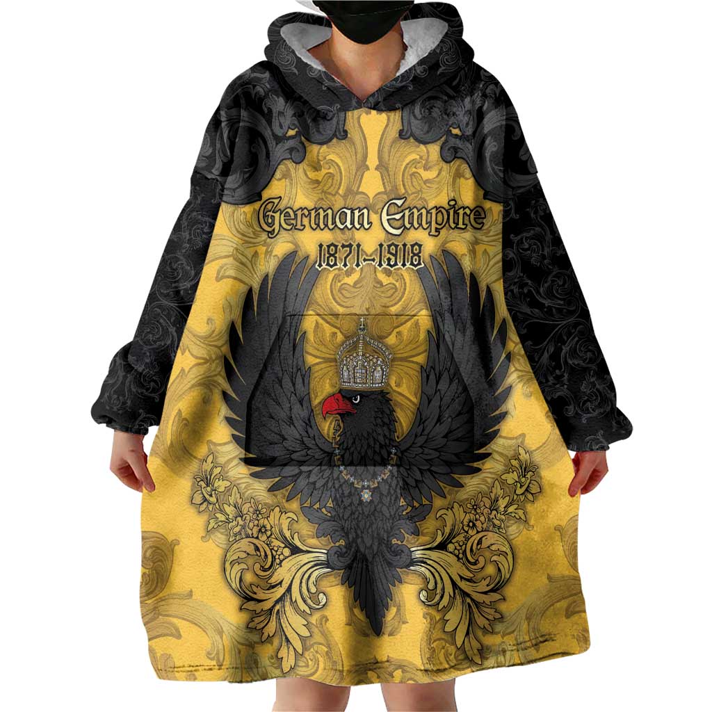 Personalized German Empire Wearable Blanket Hoodie Imperial Black Eagle With Baroque Patterns - Wonder Print Shop