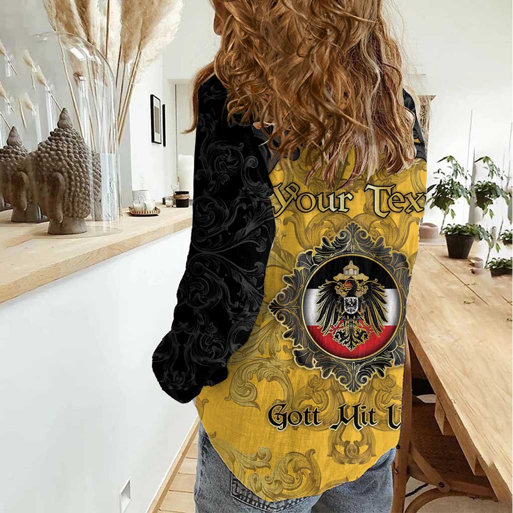 Personalized German Empire Women Casual Shirt Imperial Black Eagle With Baroque Patterns - Wonder Print Shop