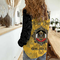 Personalized German Empire Women Casual Shirt Imperial Black Eagle With Baroque Patterns - Wonder Print Shop