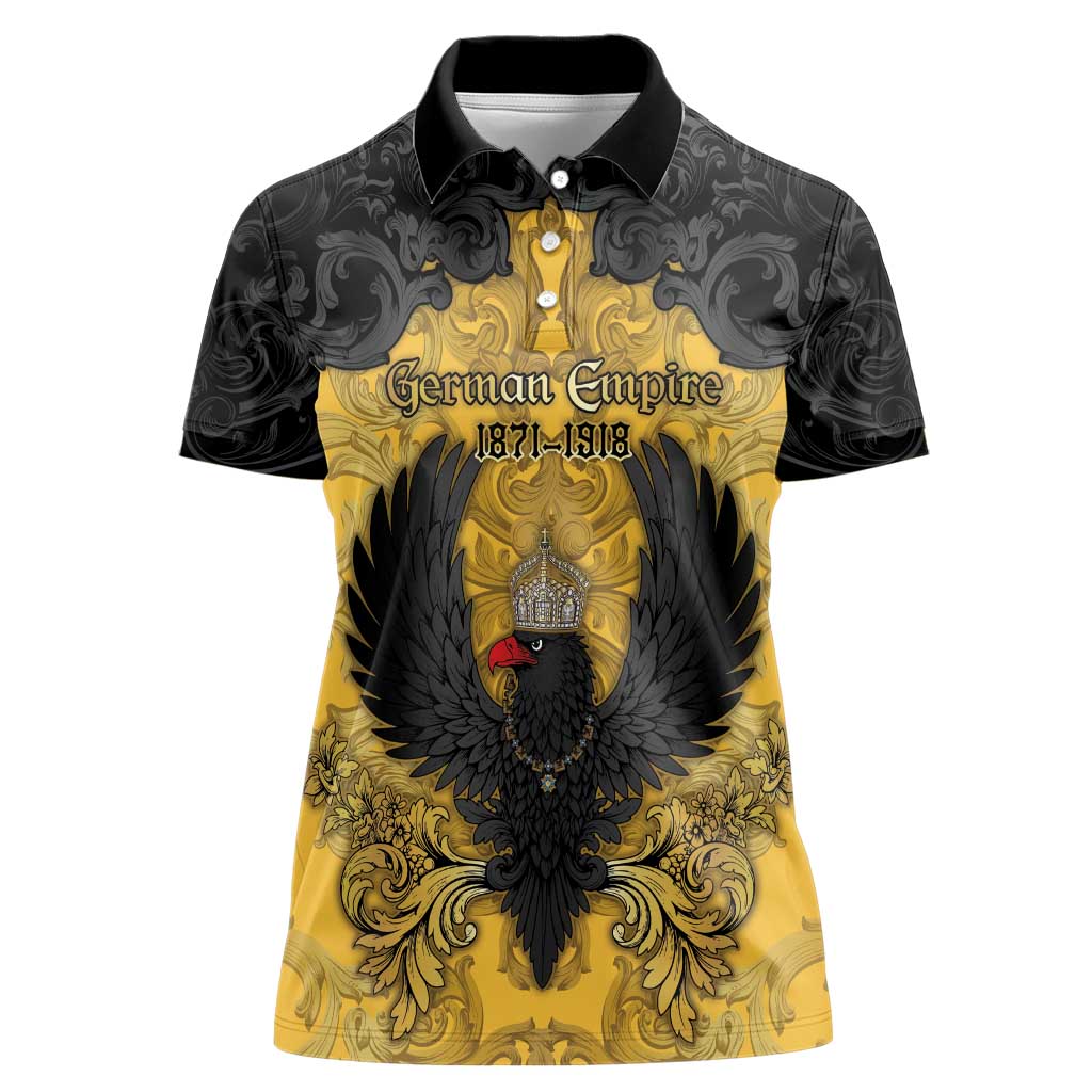 Personalized German Empire Women Polo Shirt Imperial Black Eagle With Baroque Patterns - Wonder Print Shop