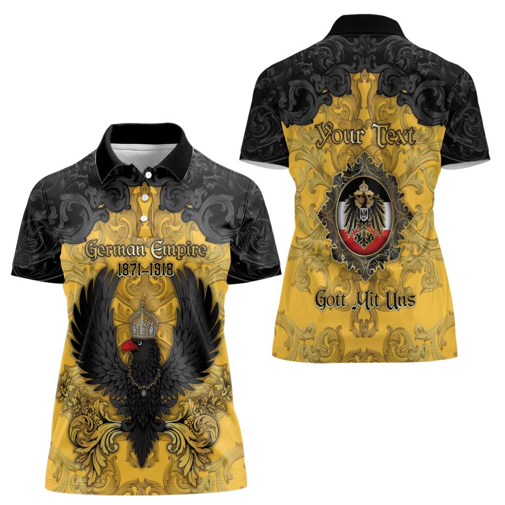 Personalized German Empire Women Polo Shirt Imperial Black Eagle With Baroque Patterns - Wonder Print Shop