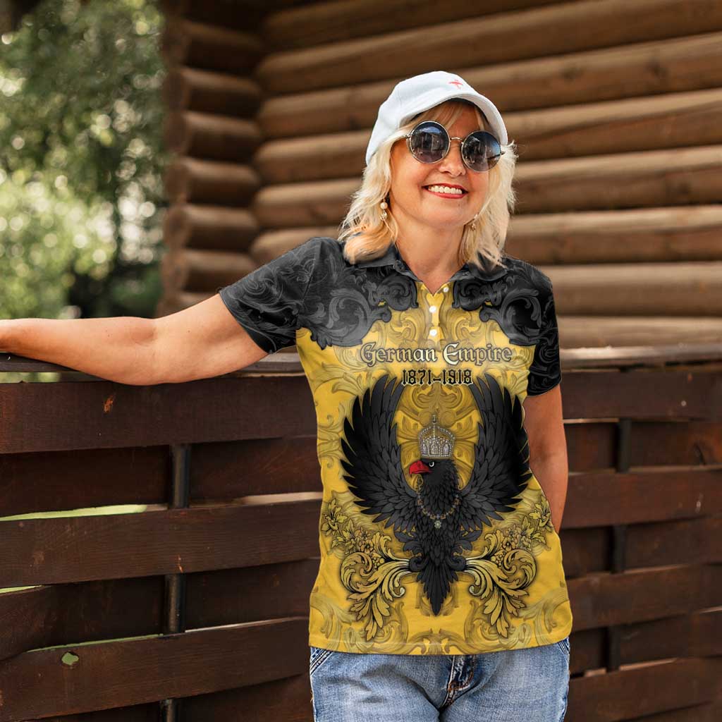 Personalized German Empire Women Polo Shirt Imperial Black Eagle With Baroque Patterns - Wonder Print Shop
