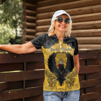 Personalized German Empire Women Polo Shirt Imperial Black Eagle With Baroque Patterns - Wonder Print Shop