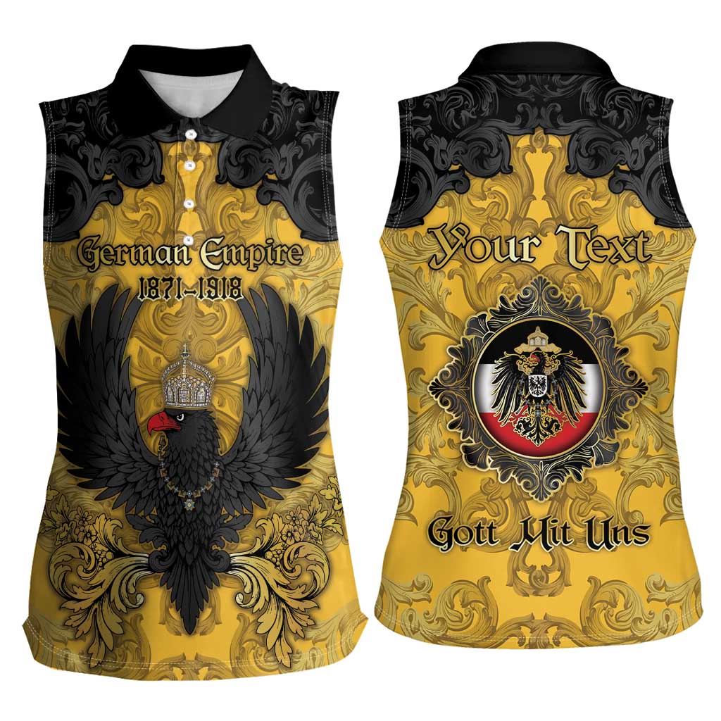 Personalized German Empire Women Sleeveless Polo Shirt Imperial Black Eagle With Baroque Patterns - Wonder Print Shop