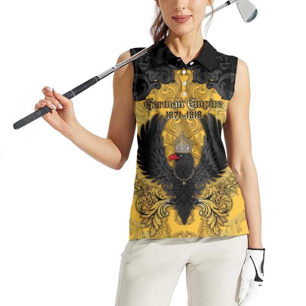 Personalized German Empire Women Sleeveless Polo Shirt Imperial Black Eagle With Baroque Patterns - Wonder Print Shop