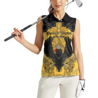 Personalized German Empire Women Sleeveless Polo Shirt Imperial Black Eagle With Baroque Patterns - Wonder Print Shop
