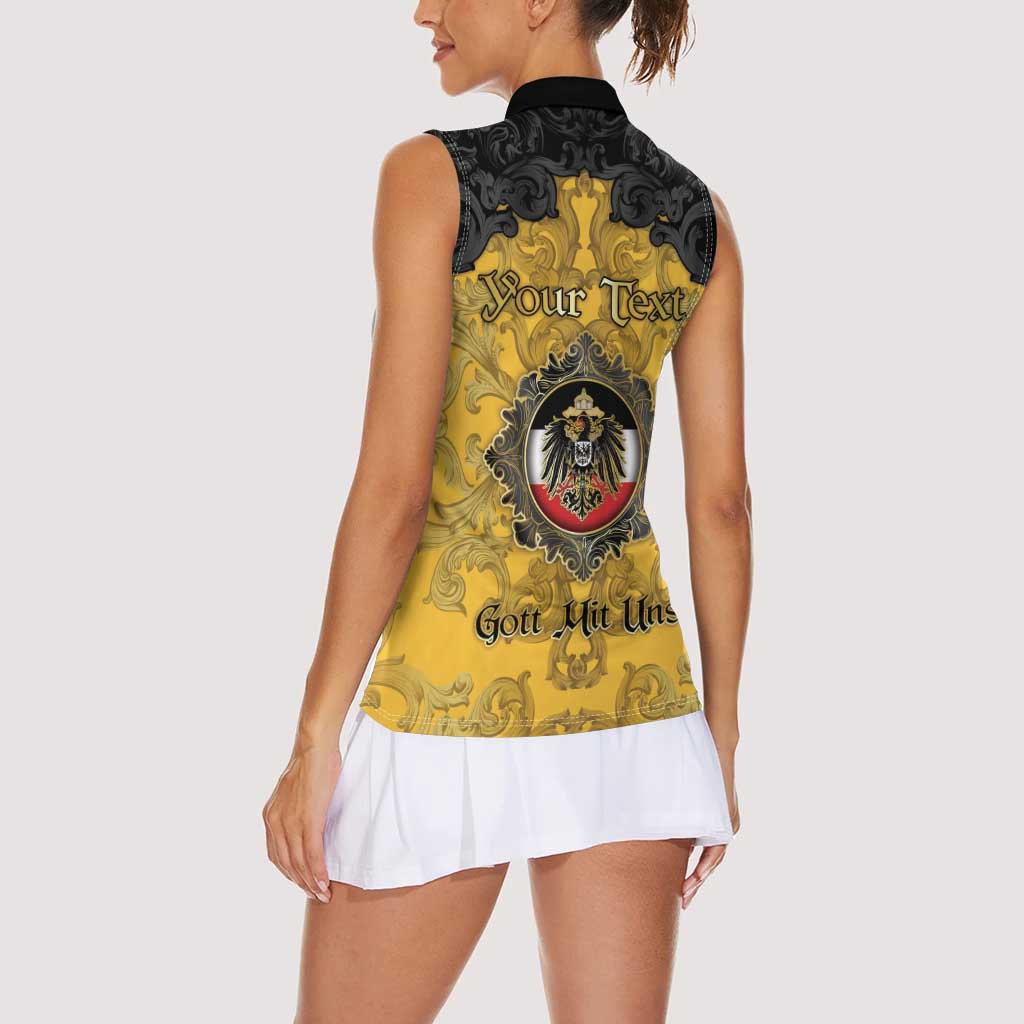 Personalized German Empire Women Sleeveless Polo Shirt Imperial Black Eagle With Baroque Patterns - Wonder Print Shop
