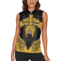 Personalized German Empire Women Sleeveless Polo Shirt Imperial Black Eagle With Baroque Patterns - Wonder Print Shop