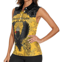 Personalized German Empire Women Sleeveless Polo Shirt Imperial Black Eagle With Baroque Patterns - Wonder Print Shop