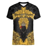 Personalized German Empire Women V-Neck T-Shirt Imperial Black Eagle With Baroque Patterns - Wonder Print Shop