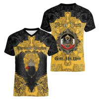 Personalized German Empire Women V-Neck T-Shirt Imperial Black Eagle With Baroque Patterns - Wonder Print Shop