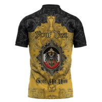 Personalized German Empire Zipper Polo Shirt Imperial Black Eagle With Baroque Patterns - Wonder Print Shop
