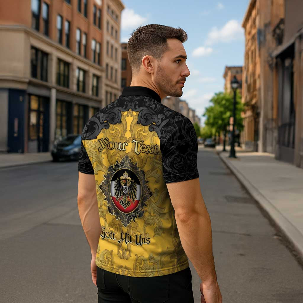 Personalized German Empire Zipper Polo Shirt Imperial Black Eagle With Baroque Patterns - Wonder Print Shop