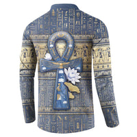 Ankh Egypt Button Sweatshirt Egyptian Lotus Flowers