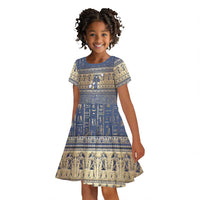 Ankh Egypt Kid Short Sleeve Dress Egyptian Lotus Flowers