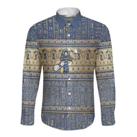 Ankh Egypt Long Sleeve Button Shirt Egyptian Lotus Flowers