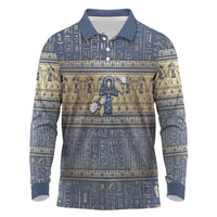 Ankh Egypt Long Sleeve Polo Shirt Egyptian Lotus Flowers
