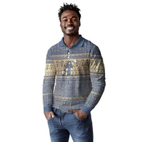 Ankh Egypt Long Sleeve Polo Shirt Egyptian Lotus Flowers