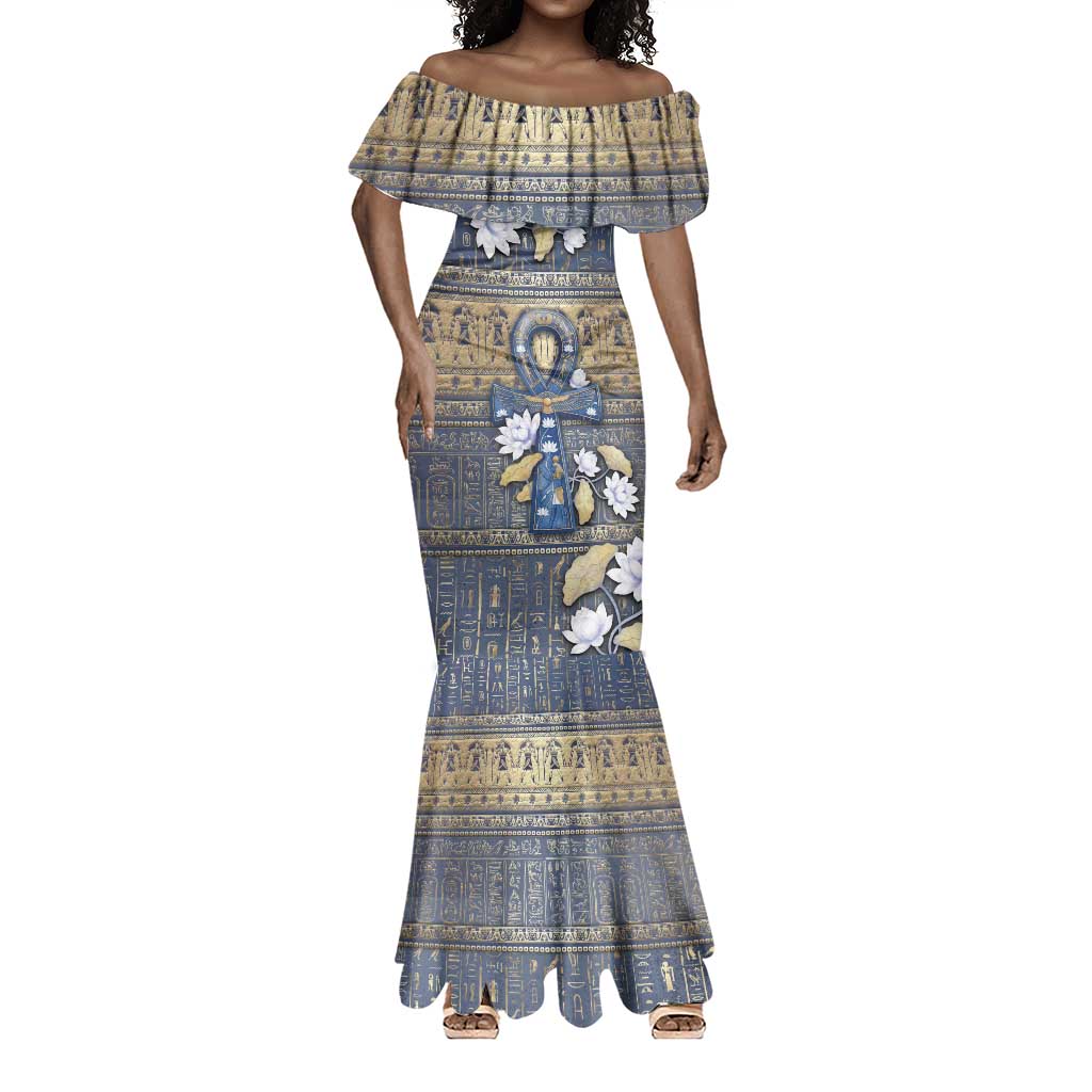 Ankh Egypt Mermaid Dress Egyptian Lotus Flowers