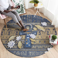 Ankh Egypt Round Carpet Egyptian Lotus Flowers
