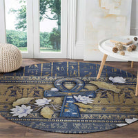 Ankh Egypt Round Carpet Egyptian Lotus Flowers