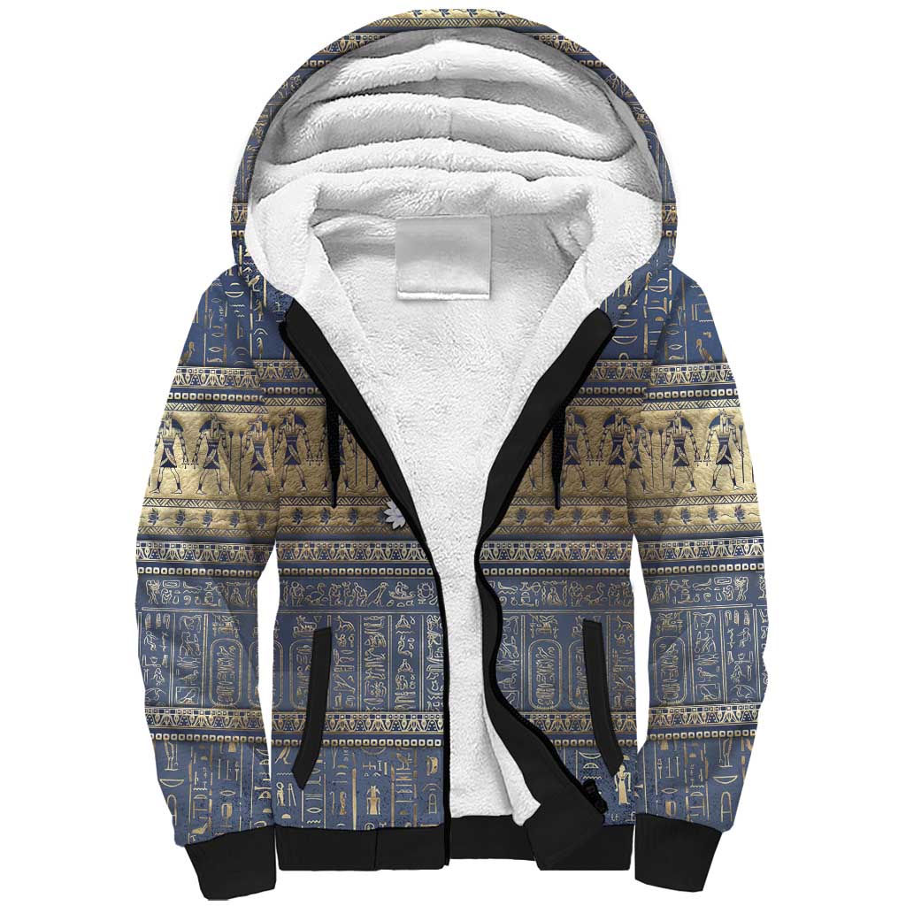 Ankh Egypt Sherpa Hoodie Egyptian Lotus Flowers