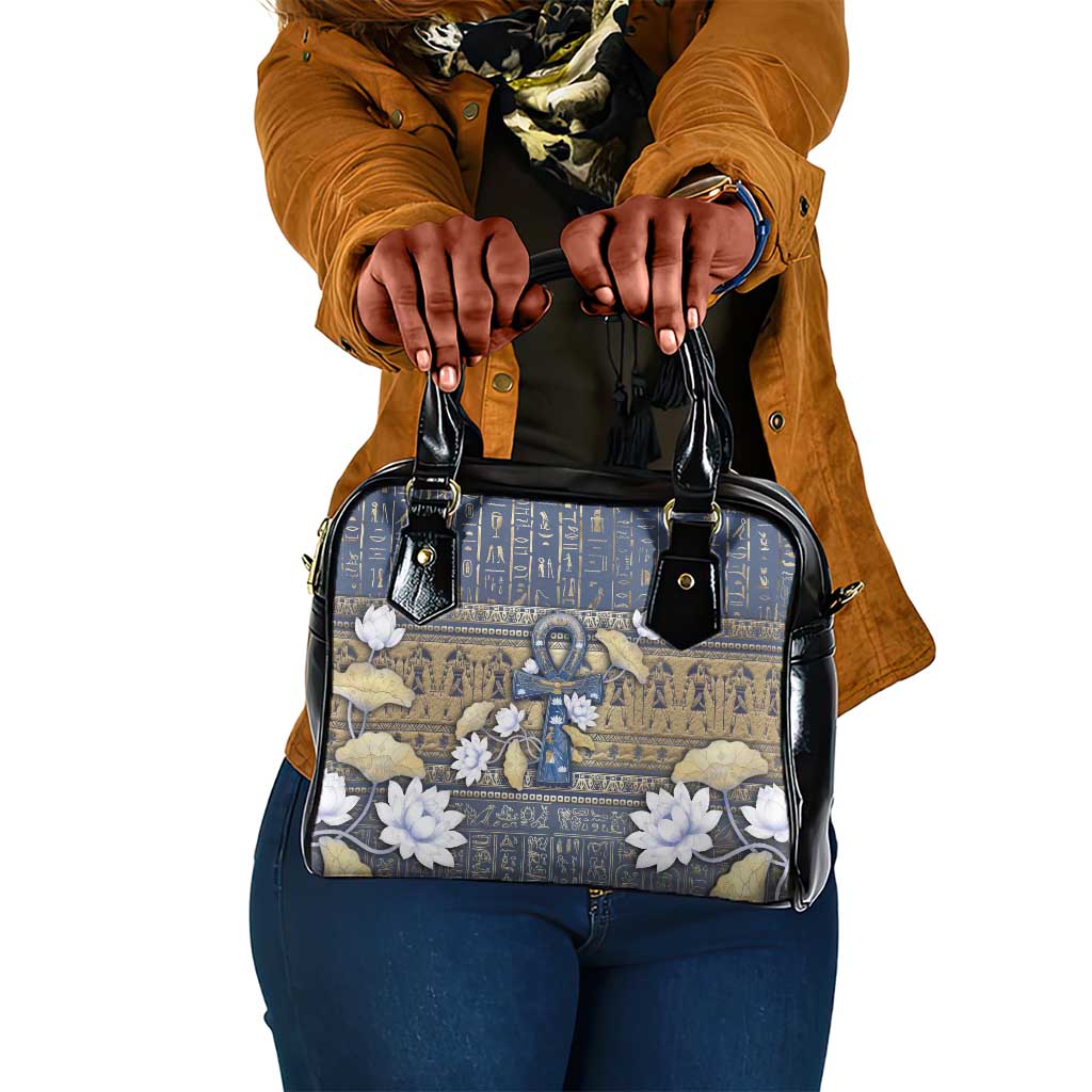 Ankh Egypt Shoulder Handbag Egyptian Lotus Flowers