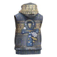 Ankh Egypt Sleeveless Hoodie Egyptian Lotus Flowers