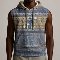 Ankh Egypt Sleeveless Hoodie Egyptian Lotus Flowers