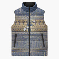 Ankh Egypt Sleeveless Puffer Jacket Egyptian Lotus Flowers