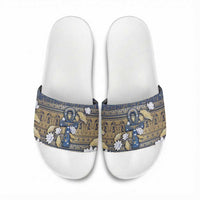 Ankh Egypt Slide Sandals Egyptian Lotus Flowers