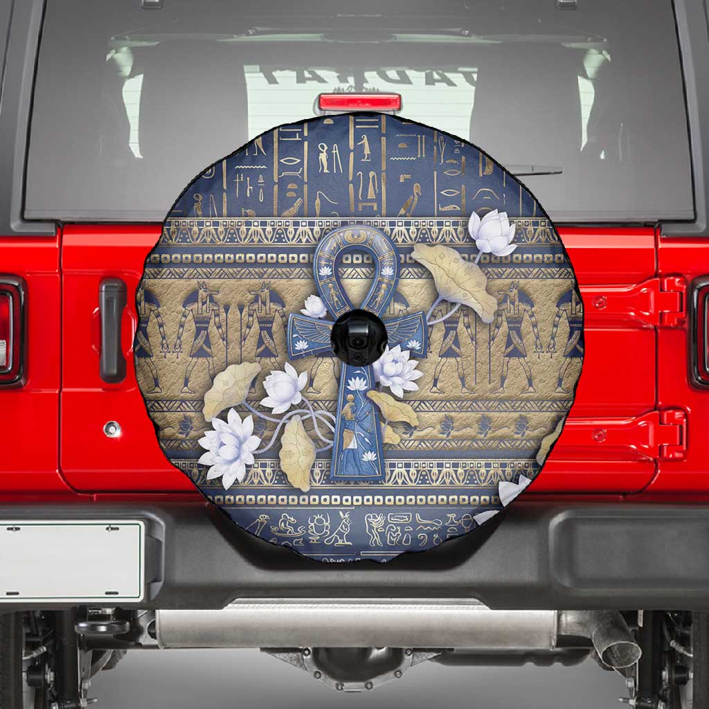 Ankh Egypt Spare Tire Cover Egyptian Lotus Flowers