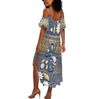 Ankh Egypt Summer Maxi Dress Egyptian Lotus Flowers