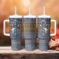 Ankh Egypt Tumbler With Handle Egyptian Lotus Flowers