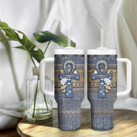 Ankh Egypt Tumbler With Handle Egyptian Lotus Flowers