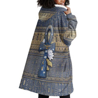 Ankh Egypt Wearable Blanket Hoodie Egyptian Lotus Flowers