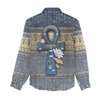 Ankh Egypt Women Casual Shirt Egyptian Lotus Flowers
