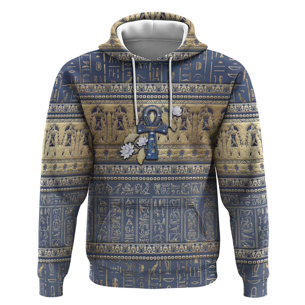 Ankh Egypt Zip Hoodie Egyptian Lotus Flowers