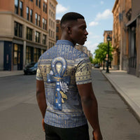 Ankh Egypt Zipper Polo Shirt Egyptian Lotus Flowers