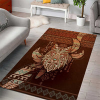 Wolf Native American Area Rug Tribal Geometric Earth Tone