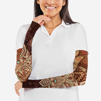 Personalized Wolf Native American Arm Sleeves Tribal Geometric Earth Tone
